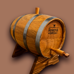 Barril de Carvalho 5L c/ Torneira de Madeira - Personalização de Brinde
